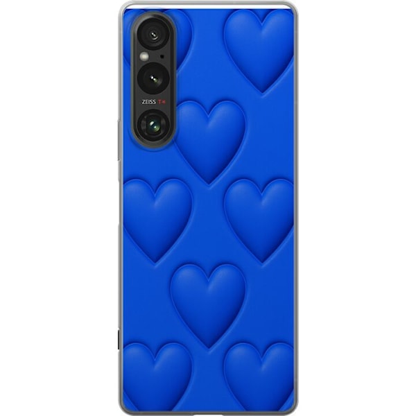 Sony Xperia 1 VI Gennemsigtig cover Blå Hjerter