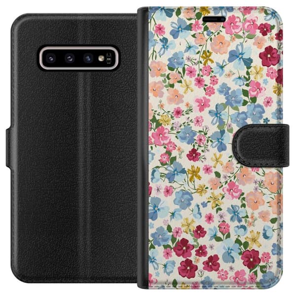 Kompatibelt Lommeboketui til Samsung Galaxy S10+ Blomster