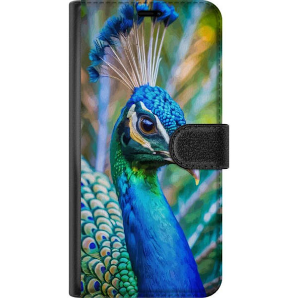 Google Pixel 6a Lompakkokotelo Pavun Sulat Värikäs Design Lintuaihe Eksoottinen Graafinen Suunnittelu Luonto Ylellinen Koristelu