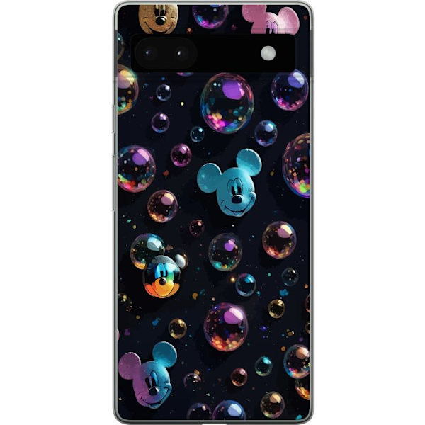 Google Pixel 6a Gennemsigtig cover  Mickey Mouse Disney Bobler Design Sjovt Motiv Populær Disneyfigur Tegneserie Børneklassiker