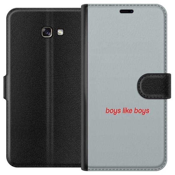 Kompatibelt Plånboksfodral till Samsung Galaxy A3 (2017) Boys Like Boys text grå