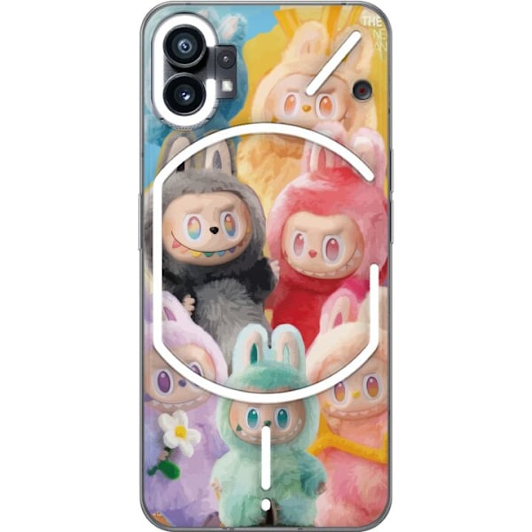 Nothing Phone (1) Genomskinligt Skal Labubu Sketch Style – Handritat monster i tusch