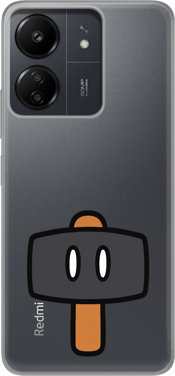 Kompatibel Mobilcover til Xiaomi Redmi 13C Sort spillehammer - Sort motiv med sort hammer. sort