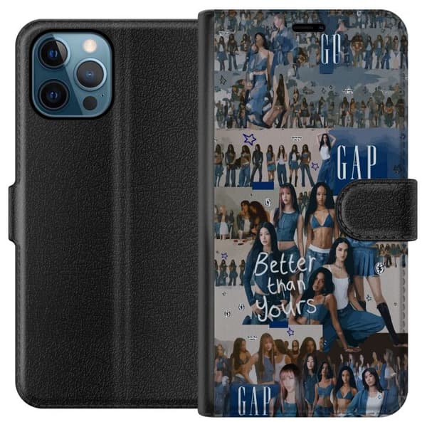 Yhteensopiva Lompakkokotelo Apple iPhone 12 Pro KATSEYE denim collage sininen