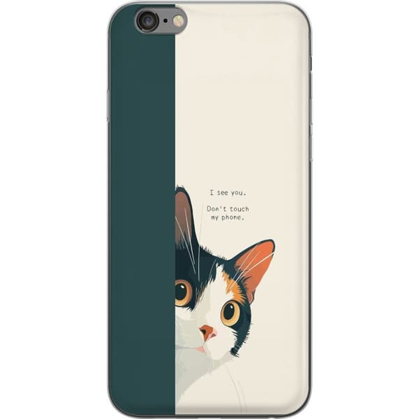 Kompatibelt Mobilskal till Apple iPhone 6s Plus Katt som kikar fram beige