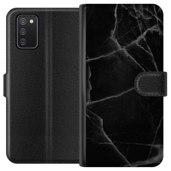 Samsung Galaxy A02s Tegnebogsetui Sort marmor