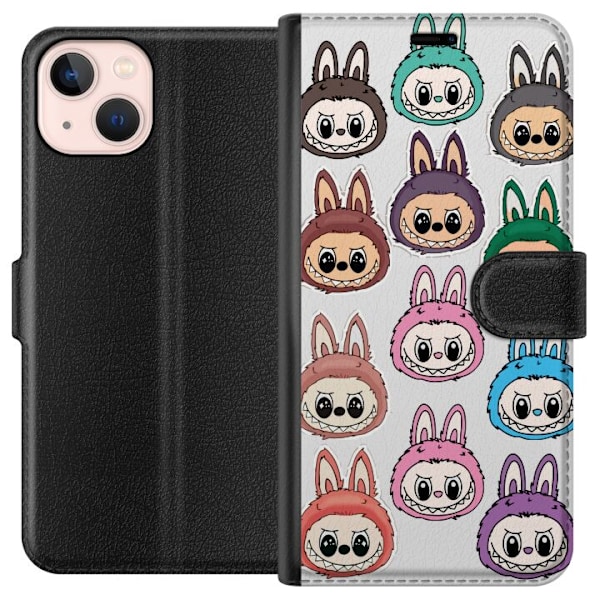 Apple iPhone 13 mini Lompakkokotelo Labubu Macaron Monster - S