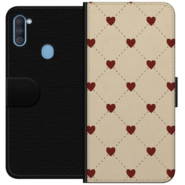 Samsung Galaxy A11 Plånboksfodral Heart Grid