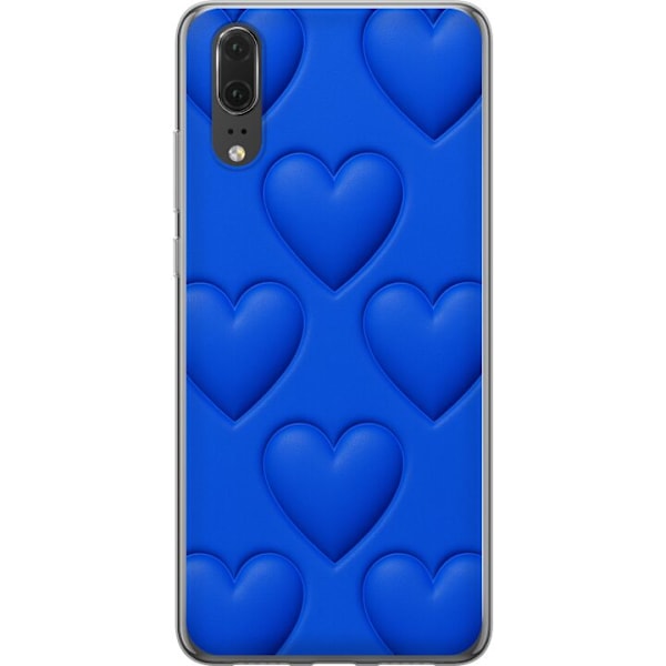 Huawei P20 Läpinäkyvä kuori Siniset Sydämet