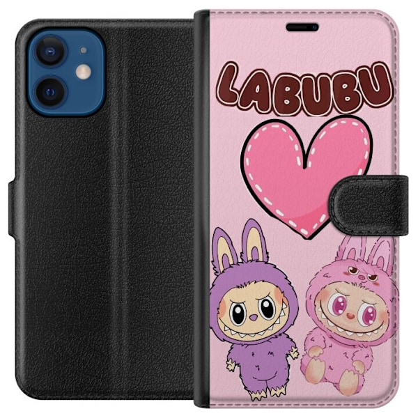 Apple iPhone 12  Tegnebogsetui Labubu Pink Monster