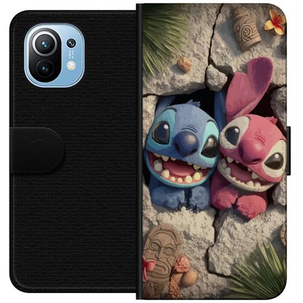 Xiaomi Mi 11 Lompakkokotelo Stitch Angel Lilo & Stitch Motiivi Disney Rakkaus Sarjakuvahahmo Suosittu Sininen Avaruusolio Hauska Disney-elokuva