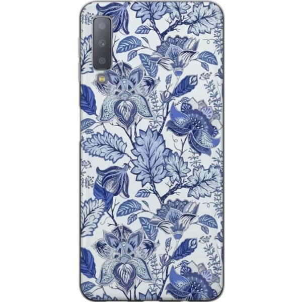 Samsung Galaxy A7 (2018) Gennemsigtig cover Blomster Blå...