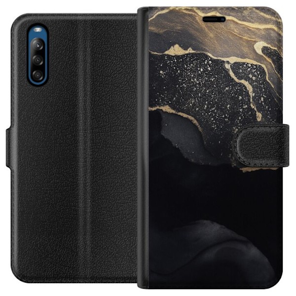 Sony Xperia L4 Tegnebogsetui Sort guld abstrakt