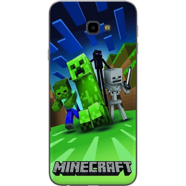 Samsung Galaxy J4+ Genomskinligt Skal Minecraft Creeper mobilskal i klassisk grön pixelstil