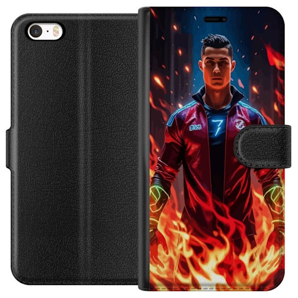 Apple iPhone 5 Tegnebogsetui Ronaldo Inferno - fodboldhelt i flammer