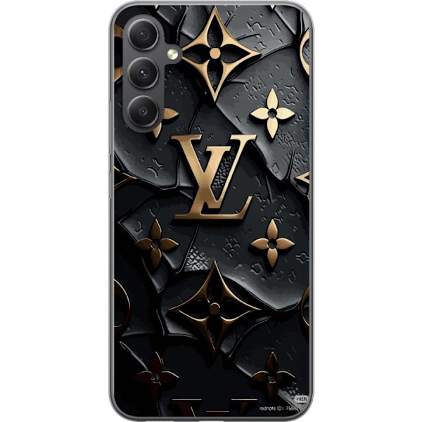 Samsung Galaxy S23 FE Gennemsigtig cover Louis Vuitton Mørk Tilstand Design Sort Luksus Stil Mode Populær Grafisk Mønster Modeikon Luksusmærke