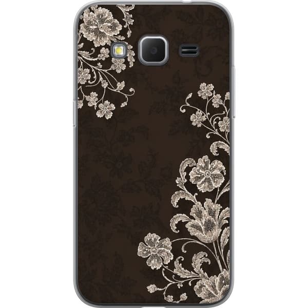 Kompatibelt Mobilskal till Samsung Galaxy Core Prime Bruna spetsblommor brun