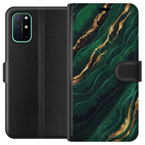 OnePlus 8T Tegnebogsetui Marmor Guld Grøn