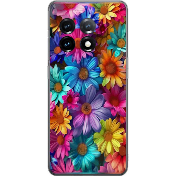OnePlus 11R Genomskinligt Skal Gerbera Blommor Färgglad Dekor Blommotiv Populärt Heminredning Färg Rik Väggkonst Design