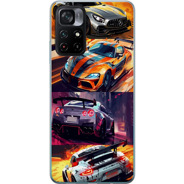Xiaomi Poco M4 Pro 5G Läpinäkyvä kuori Ralli kuume - vauhdikas teema ralliautoilla