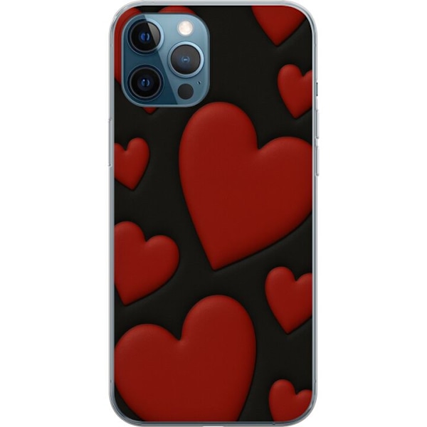 Apple iPhone 12 Pro Genomskinligt Skal Red Velvet Hearts