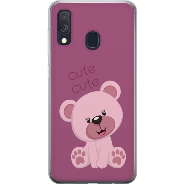 Samsung Galaxy A40 Genomskinligt Skal Pink Bear