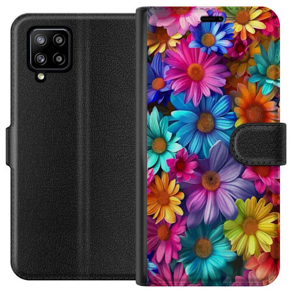 Samsung Galaxy A42 5G Lompakkokotelo Gerbera Kukat Värikäs Koriste Kukka Motiivi Suosittu Kotisisustus Väririkas Seinätaide Suunnittelu