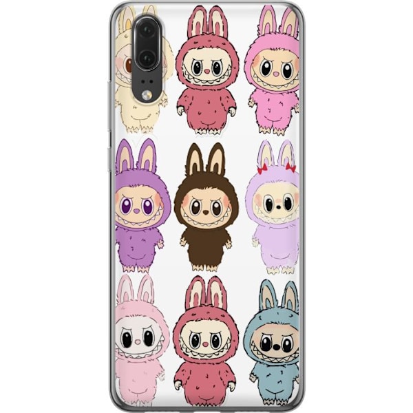 Huawei P20 Gennemsigtig cover Labubu Pink Monster - Popkunst m
