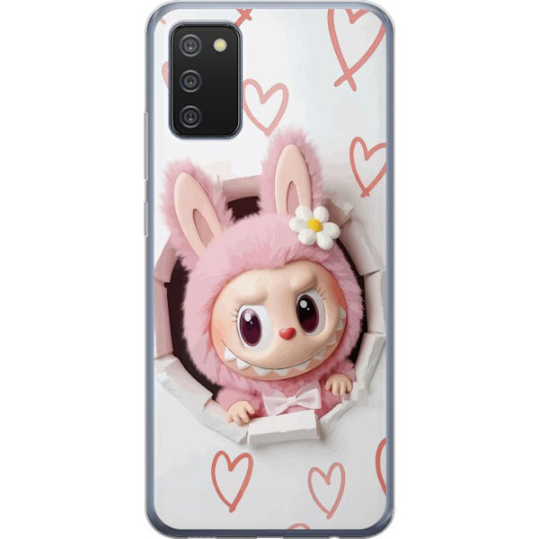 Samsung Galaxy A02s Läpinäkyvä kuori Labubu Sydän Taustakuva Pop Mart Rakkausteema Hahmodesign Suosittu Motiivi Keräilytaideteossarja