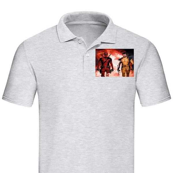 Poloshirt til Voksen | Elegant Poloshirt Wolverine Deadpool Grå XX-Large