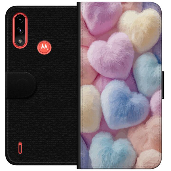 Motorola Moto E7 Power Tegnebogsetui Hjerter Kærlighed Grafisk Design Romantisk Motiv Populær Symbol Grafisk Mønster Dekoration