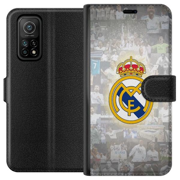 Xiaomi Mi 10T 5G Lompakkokotelo Real Madrid -emblem Jalkapallokerho Tunnuksella Valkoinen Kulta Design Mestarien Liiga Mestari La Liga Fanit Ikoninen