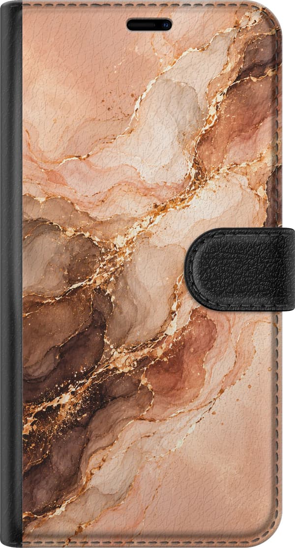 Kompatibel Tegnebogsetui til OnePlus 8 Pro Kobbermarmor orange