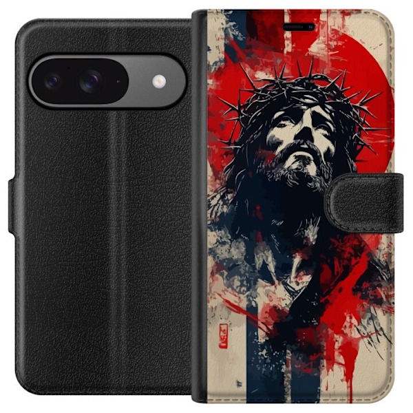 Google Pixel 9 Pro Lompakkokotelo Jeesus ristillä - kristilli