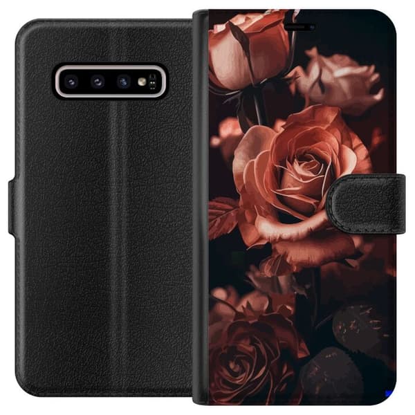 Kompatibelt Lommeboketui til Samsung Galaxy S10+ Blomster