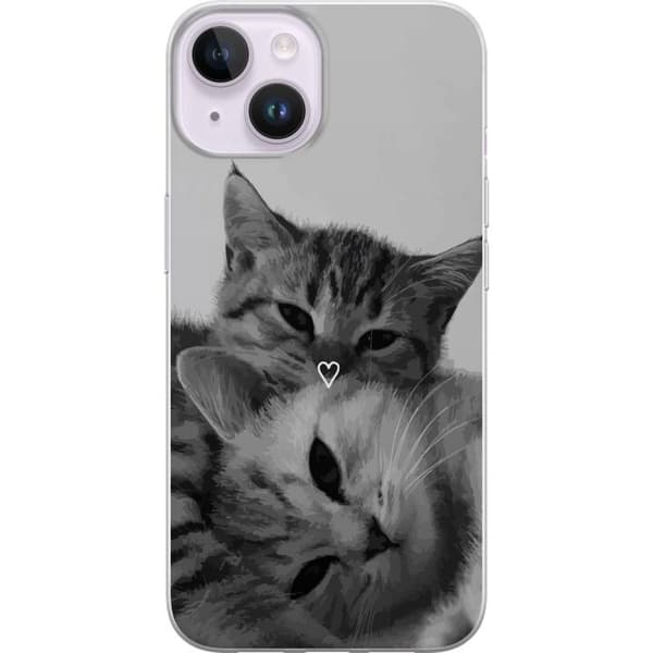 Kompatibelt Mobildeksel til Apple iPhone 14 Katt Hjerte
