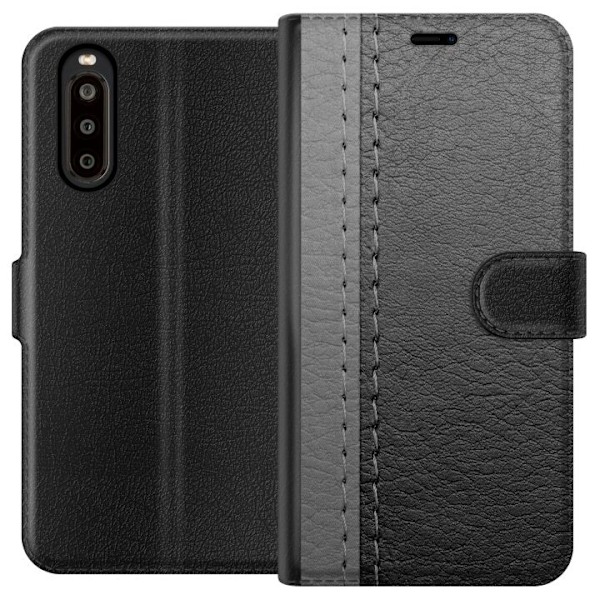 Sony Xperia 10 II Tegnebogsetui Sort & Grå Læder