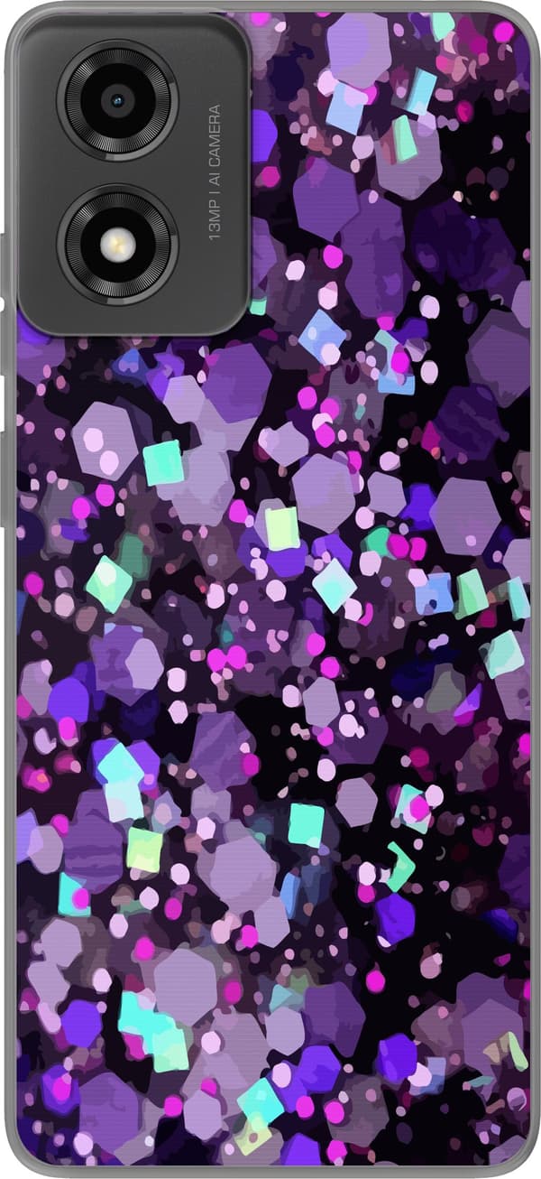 Kompatibelt Mobilskal till Motorola Moto E14 Lila Glitter