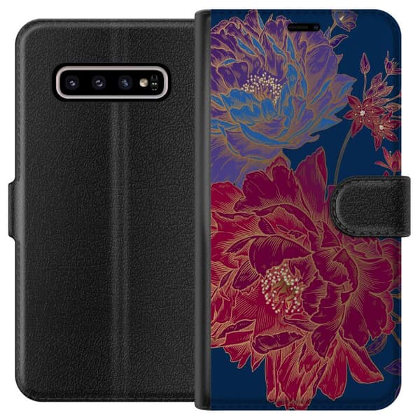 Kompatibelt Lommeboketui til Samsung Galaxy S10+ Blomster