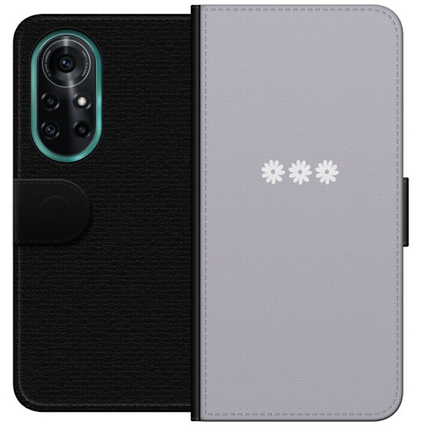 Huawei nova 8 Pro Plånboksfodral Lila Blomminimalism – stilrent blommotiv på lila bakgrund
