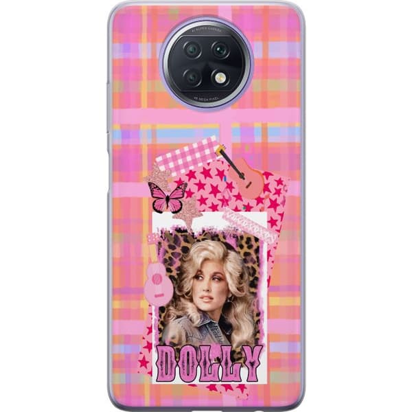 Kompatibelt Mobilskal till Xiaomi Redmi Note 9T Dolly Parton rosa countrycollage med gitarr rosa