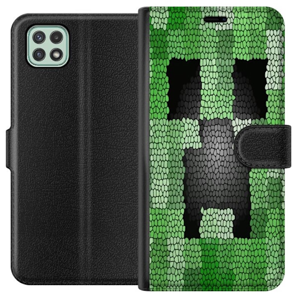 Samsung Galaxy A22 5G Lompakkokotelo Creeper / Minecraft