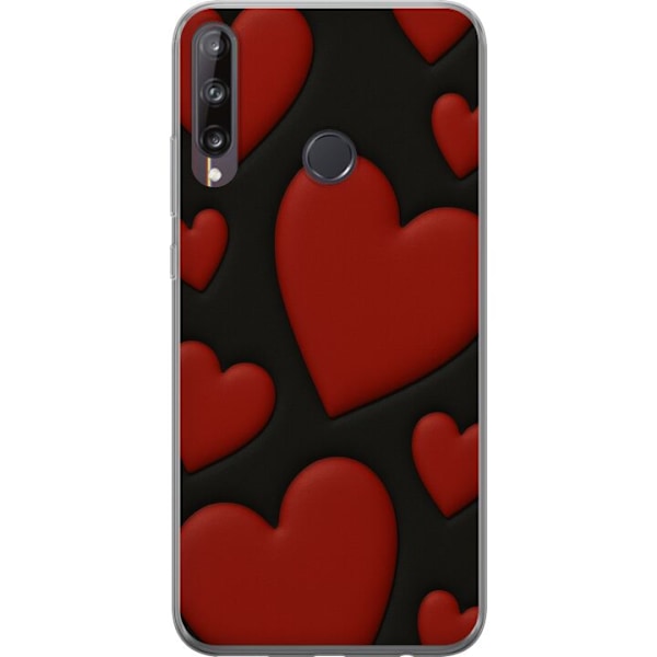 Huawei P40 lite E Läpinäkyvä kuori Punaiset Samettisydämet