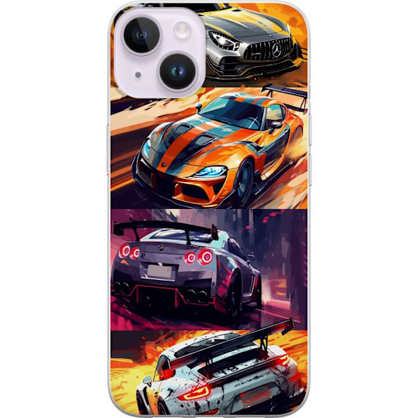 Apple iPhone 15 Plus Gennemsigtig cover Rallyfeber - fartfyldt