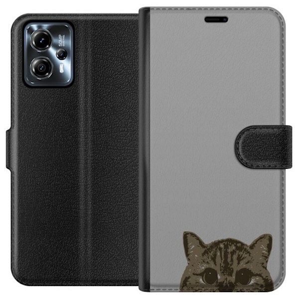 Motorola Moto G13 Plånboksfodral Grå Kattblick – stilren k