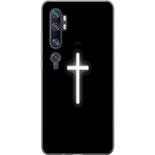 Kompatibel Mobilcover til Xiaomi Mi Note 10 Pro Lysande vitt kors sort