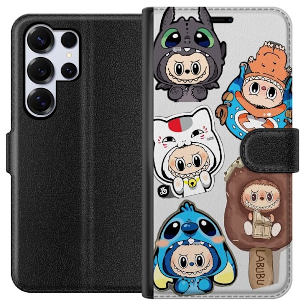 Samsung Galaxy S25 Ultra Tegnebogsetui Labubu figur samling - Pop Mart Labubu The Monsters i farverigt design