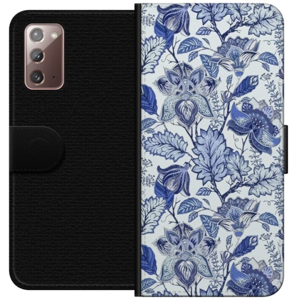 Samsung Galaxy Note20 Plånboksfodral Blommor Blå...