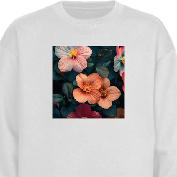 Sweatshirt för Vuxen | Klassisk Collegetröja Blommor vit L