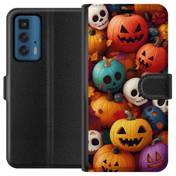 Motorola Edge 20 Pro Lommeboketui Halloween mønster 2024